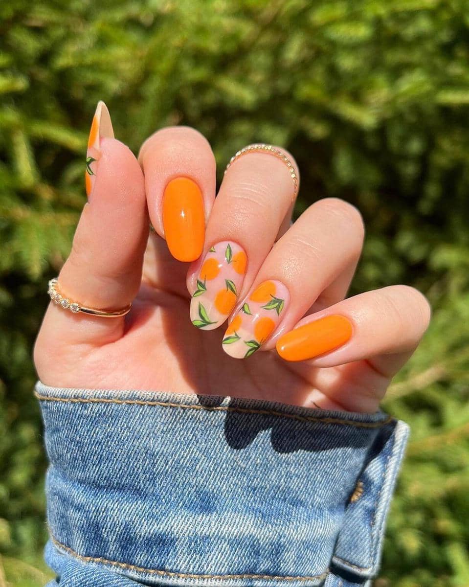 inspirasi nail art orange fruit