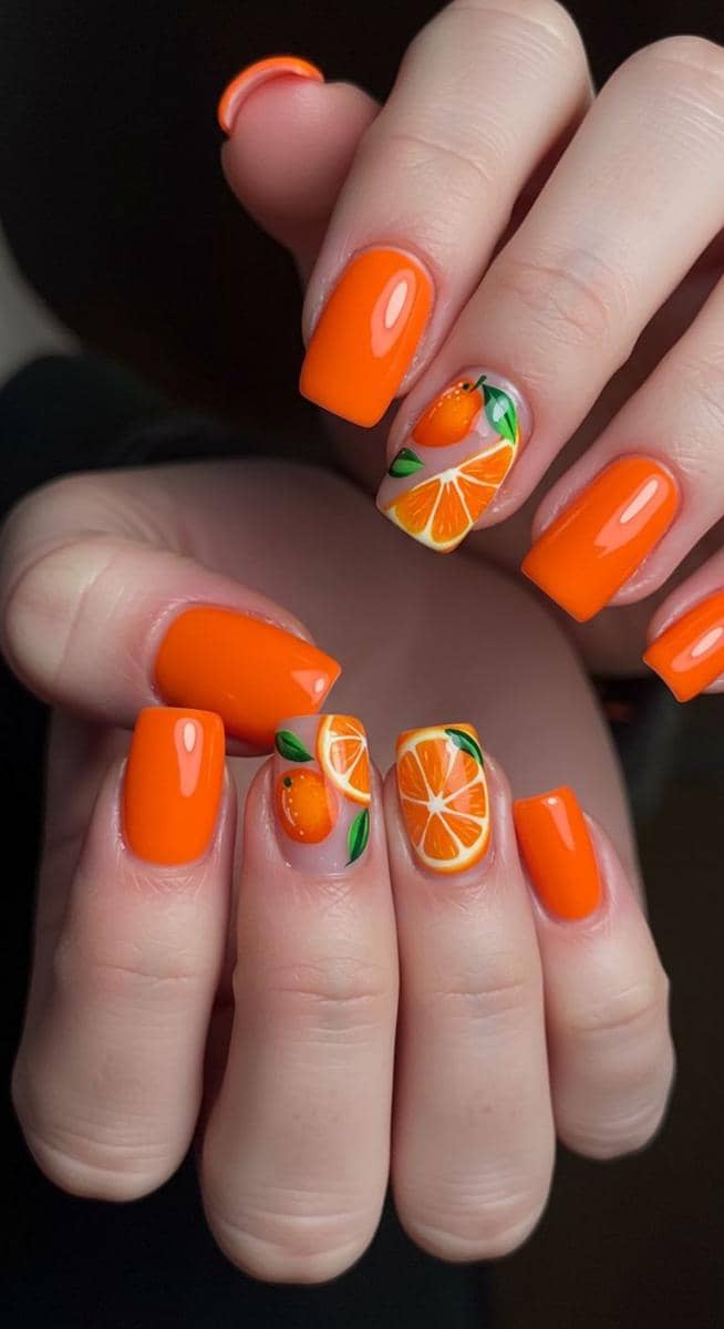 inspirasi nail art orange fruit