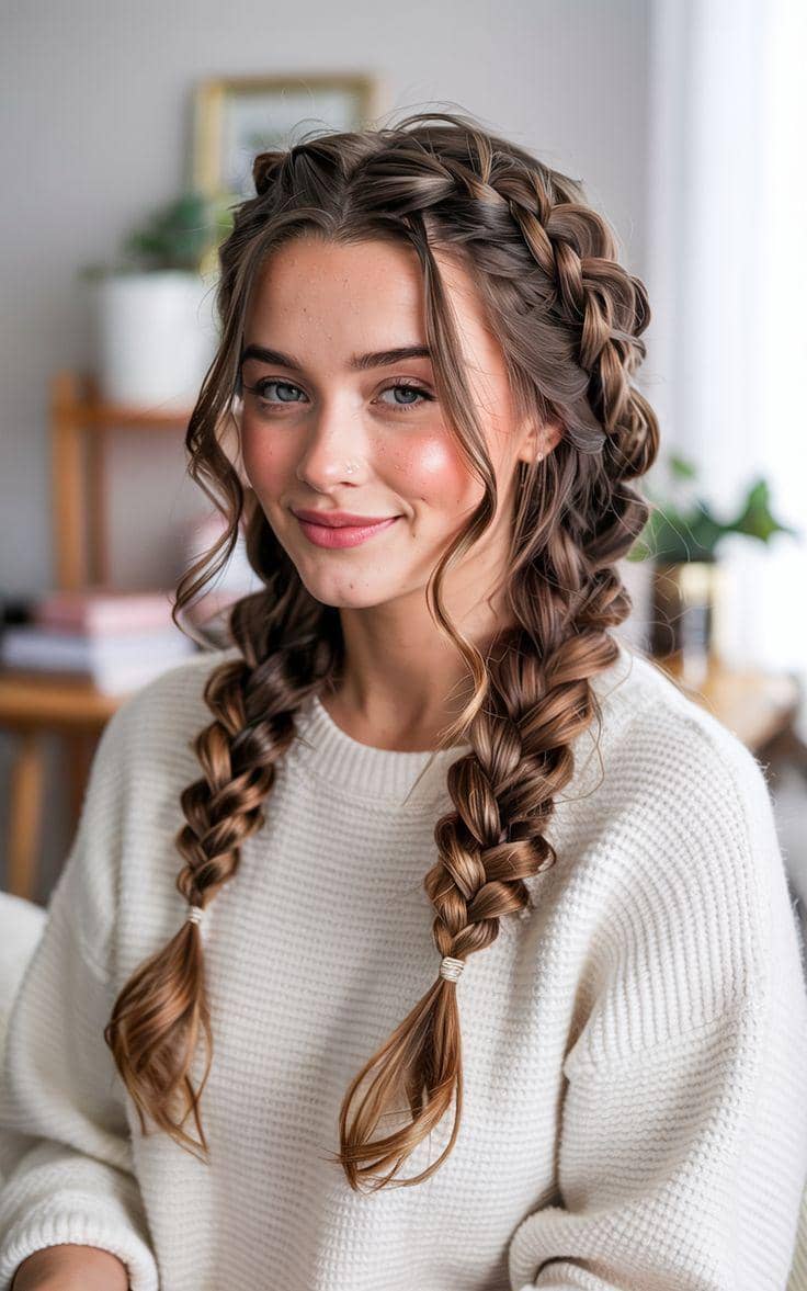 variasi kepang yang membuat rambut tampak lebih bervolume