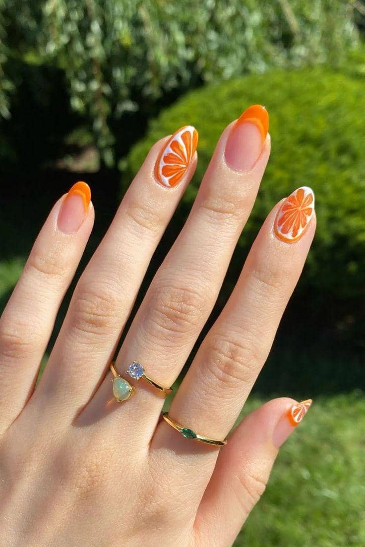 inspirasi nail art orange fruit