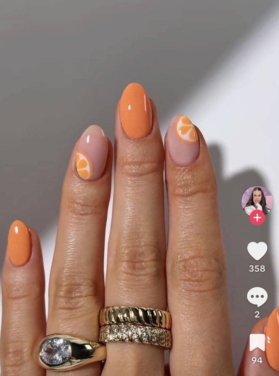 inspirasi nail art orange fruit
