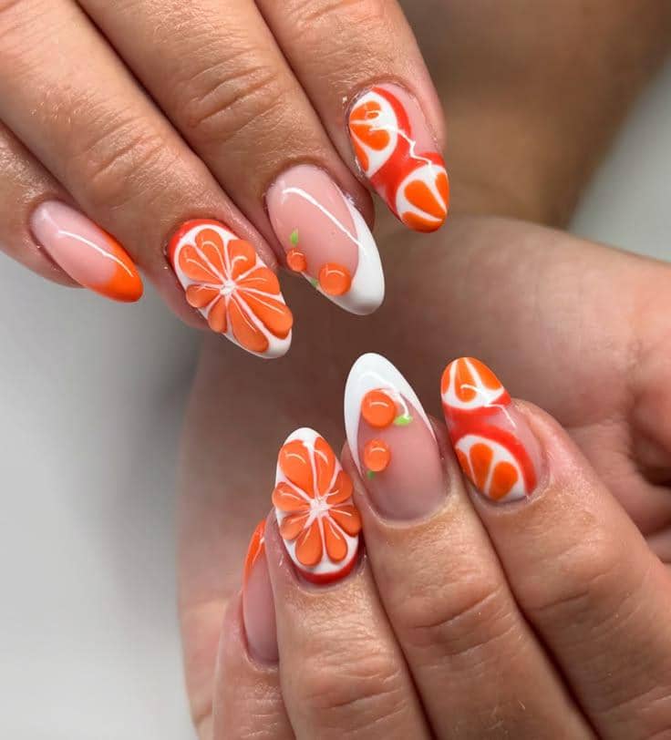 inspirasi nail art orange fruit