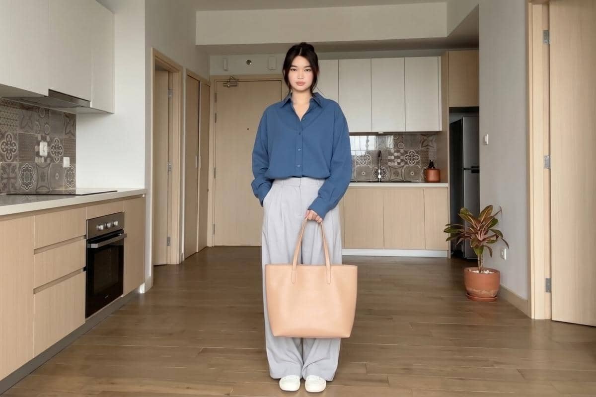 atasan warna steel blue cocok dengan bawahan warna apa