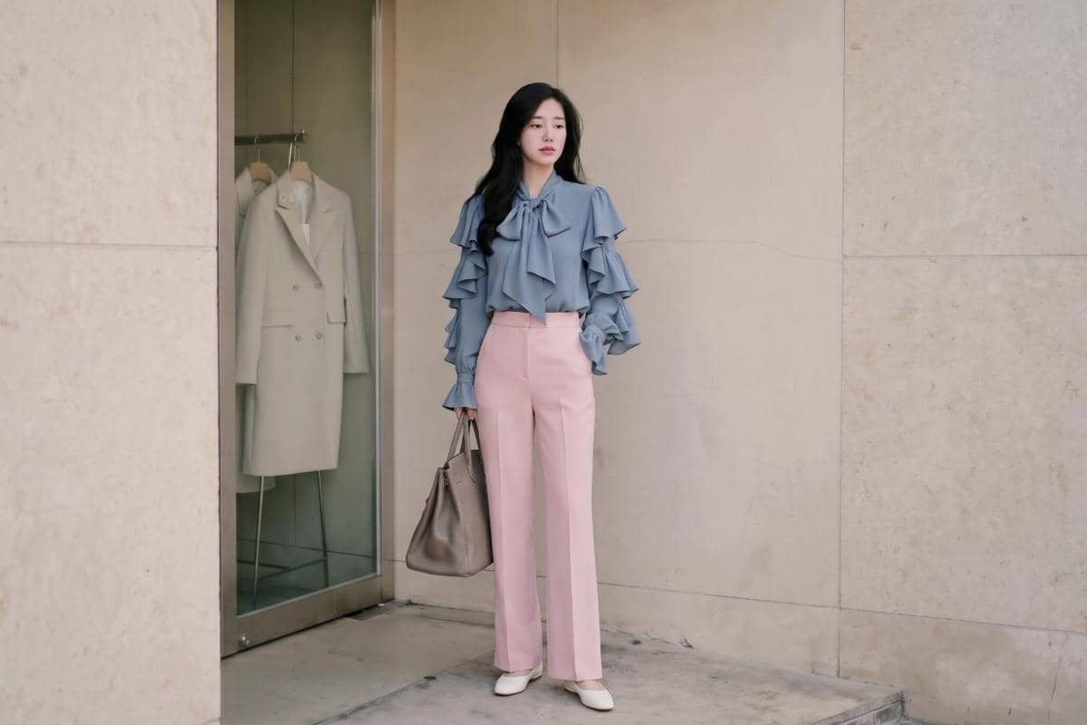 atasan warna dusty blue cocok dengan bawahan warna apa