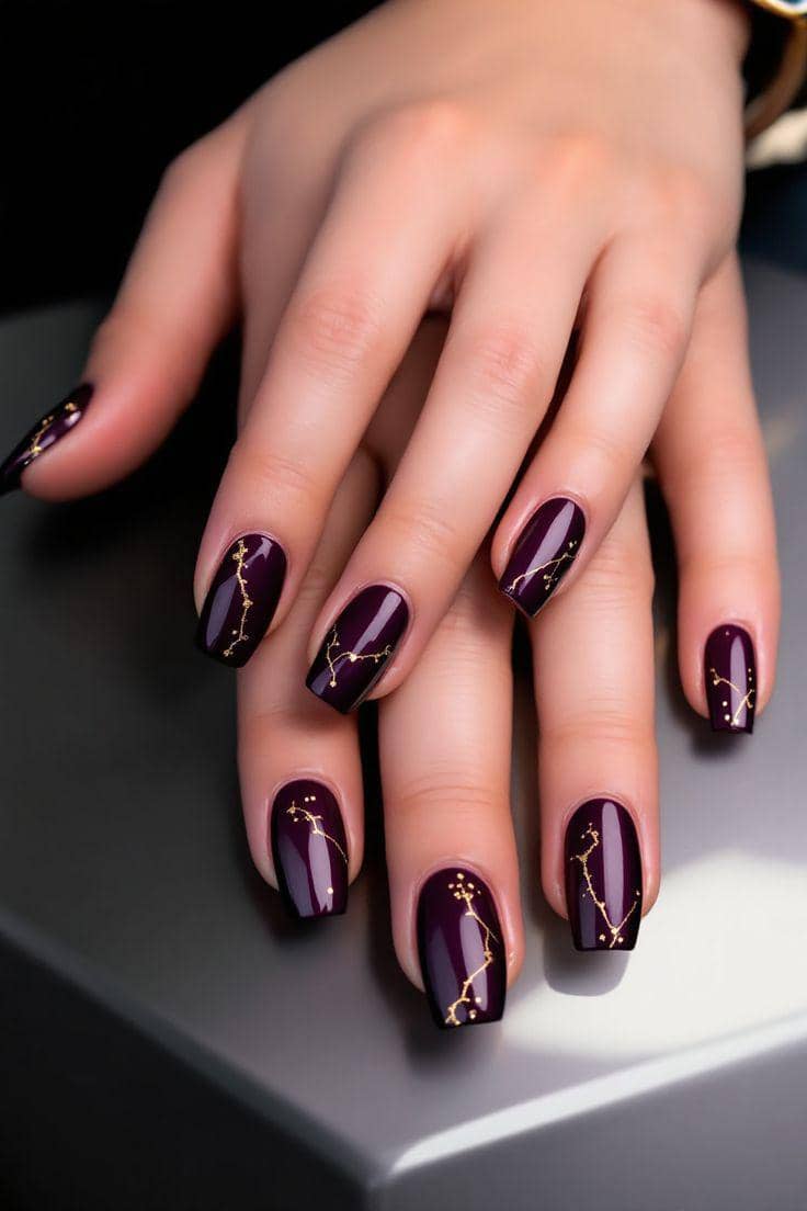 inspirasi nail art nuansa plum