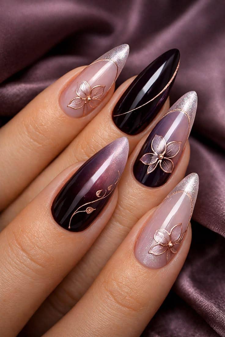inspirasi nail art nuansa plum
