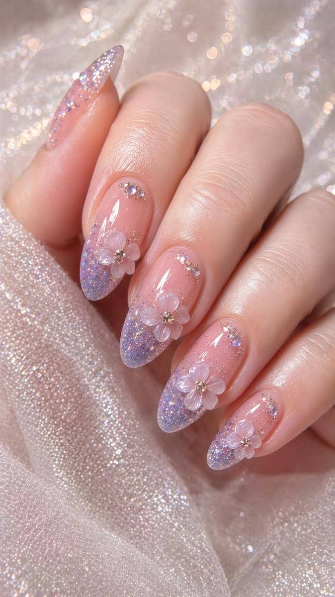 inspirasi nail art glitter soft look