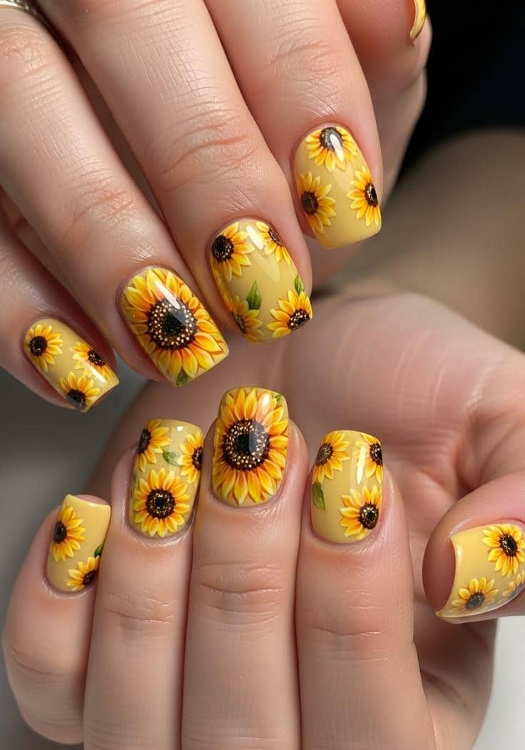 inspirasi nail art bunga matahari