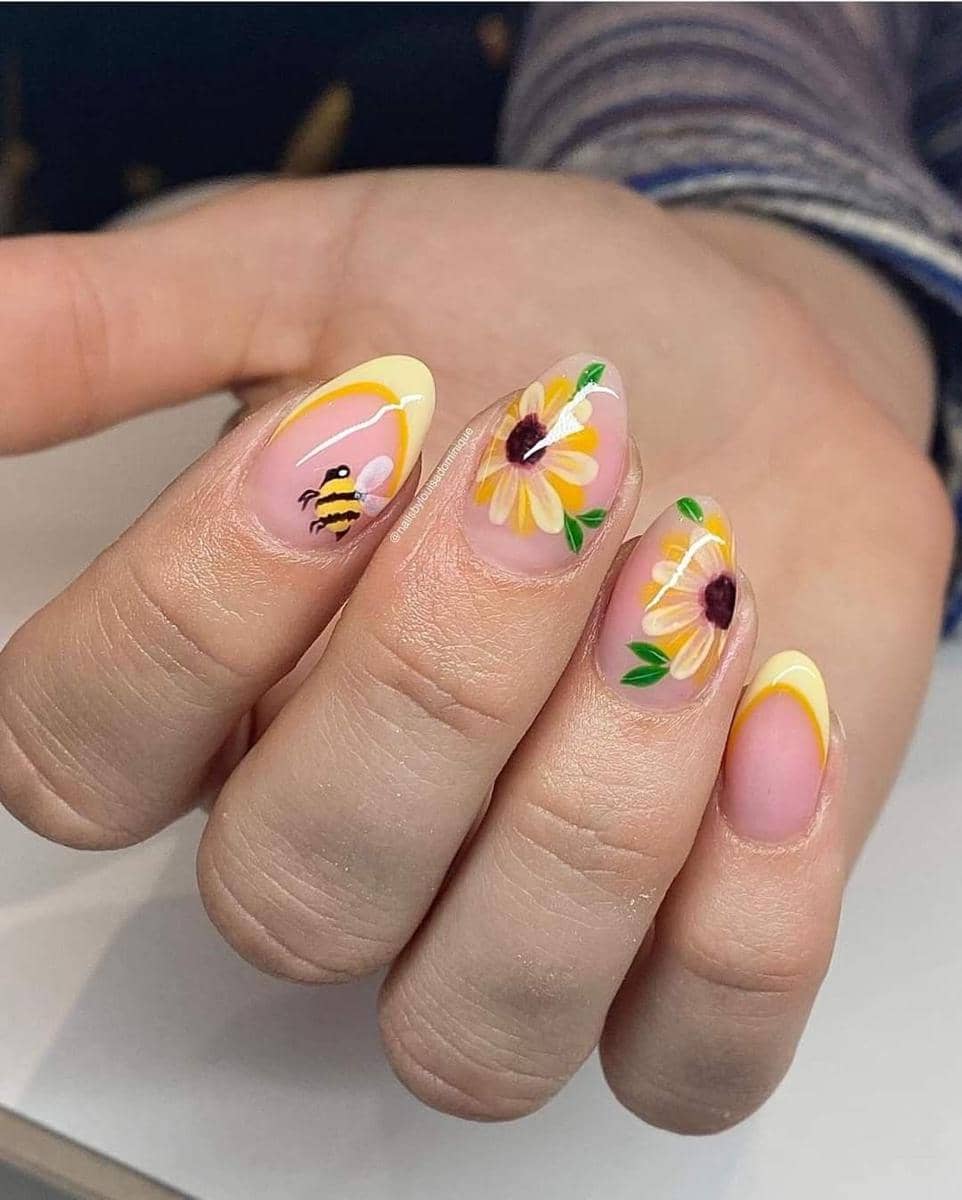 inspirasi nail art bunga matahari