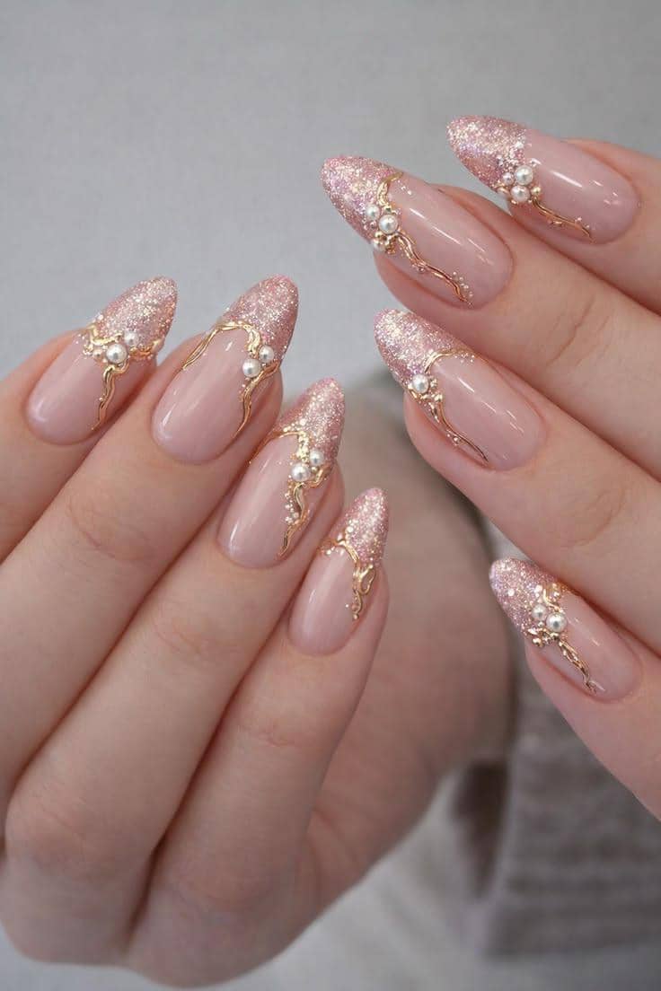 inspirasi nail art glitter soft look