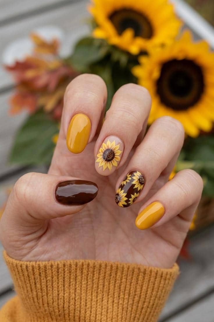 inspirasi nail art bunga matahari