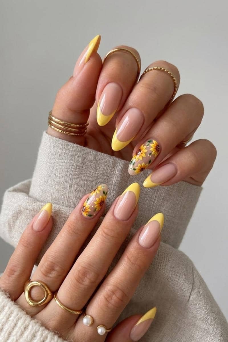 inspirasi nail art bunga matahari