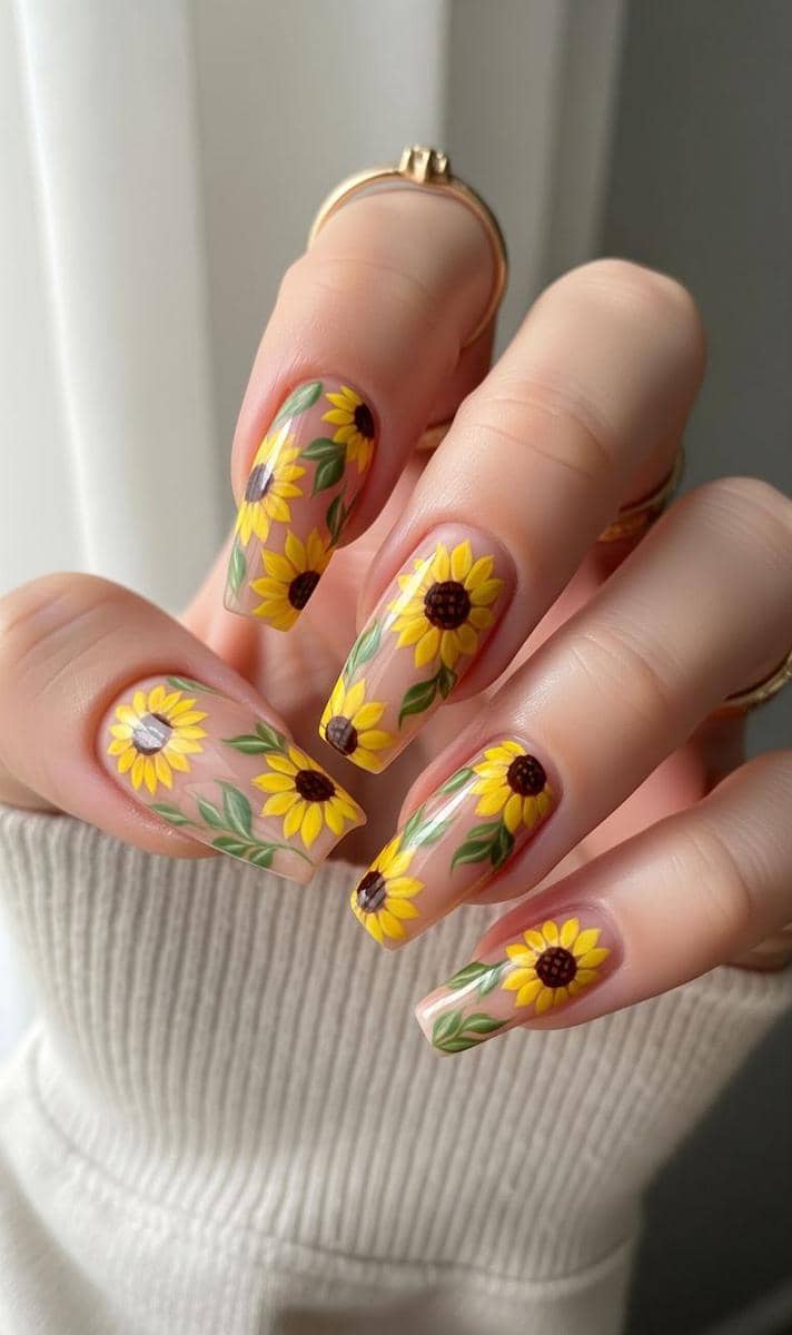 inspirasi nail art bunga matahari