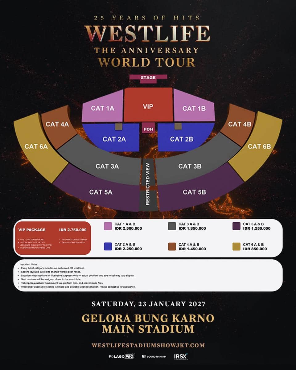 harga tiket Westlife Jakarta 2027