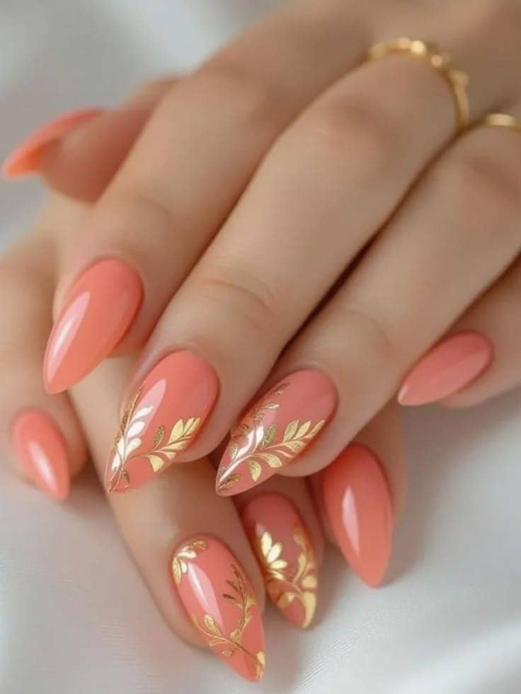 inspirasi nail art nuansa peach