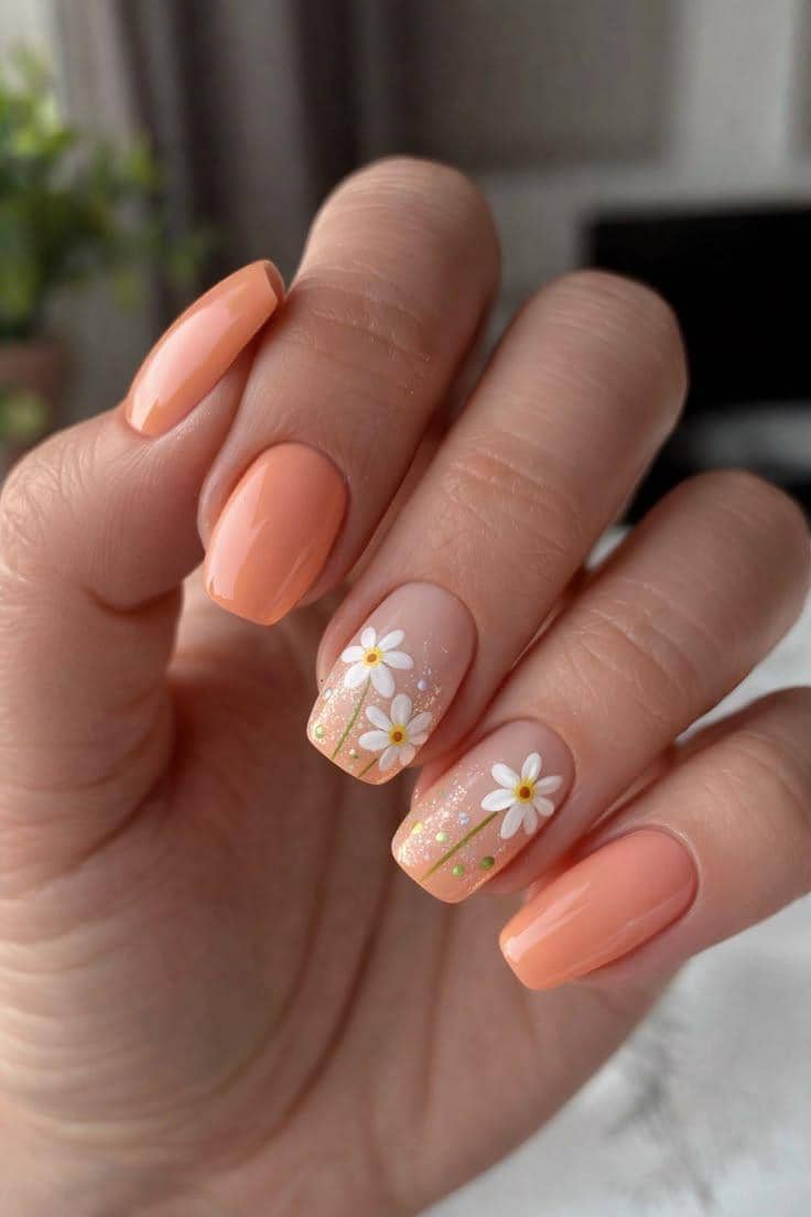 inspirasi nail art nuansa peach
