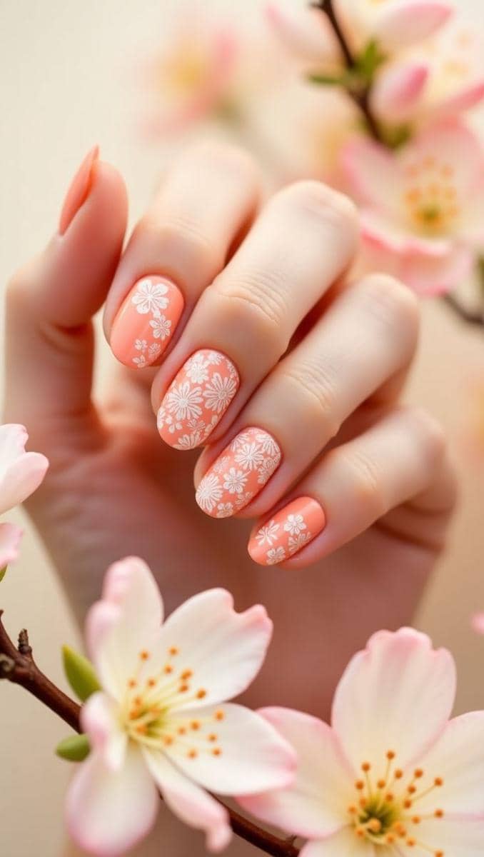 inspirasi nail art nuansa peach