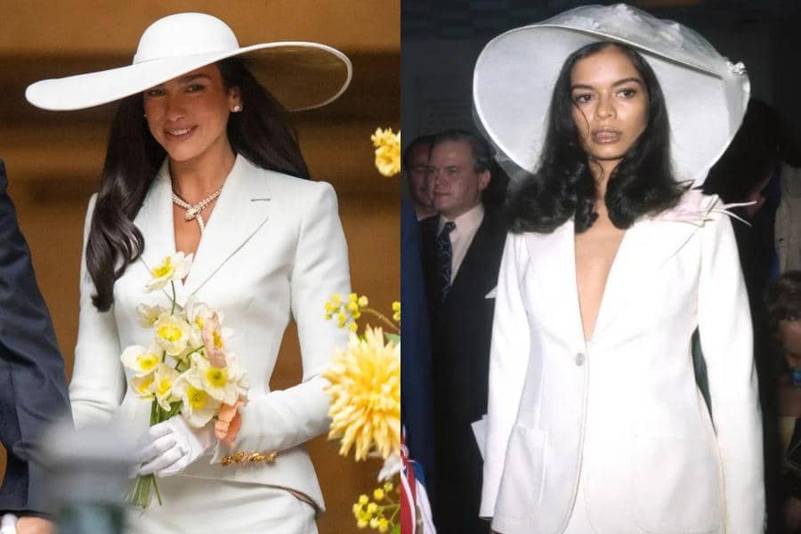 Dua Lipa Pakai Bridal Suit Terinspirasi Bianca Jagger saat Menikah