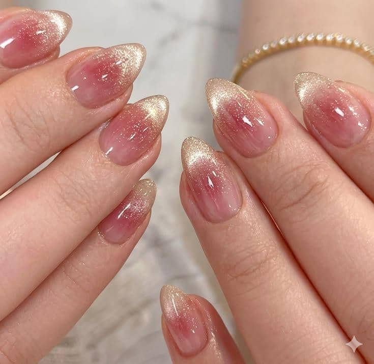 inspirasi nail art soft pink glossy