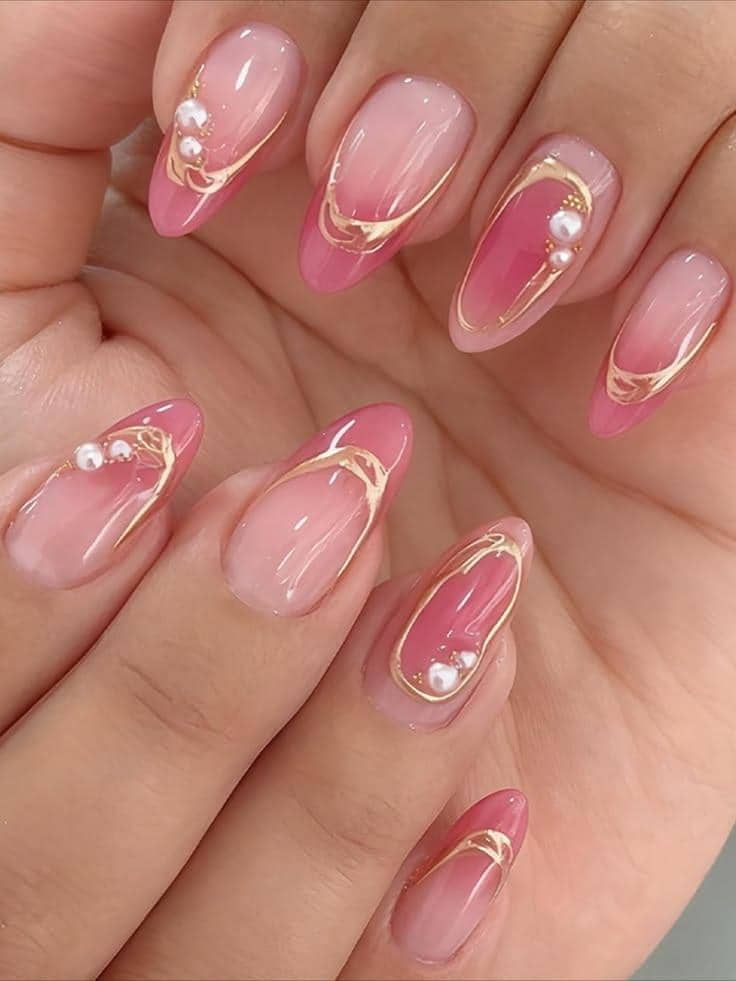 inspirasi nail art soft pink glossy