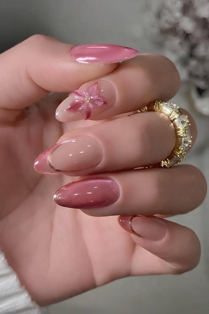 inspirasi nail art soft pink glossy