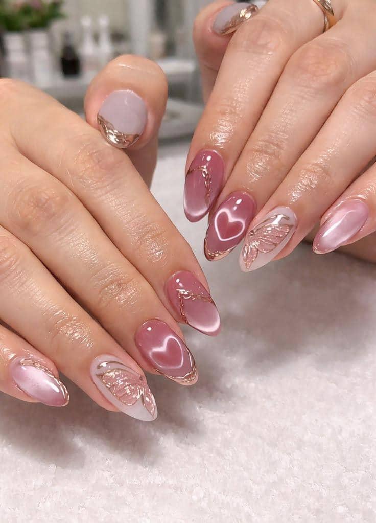 inspirasi nail art soft pink glossy