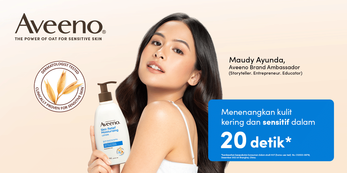 Maudy Ayunda, Aveeno Brand Ambassador dengan Aveeno Skin Relief.png