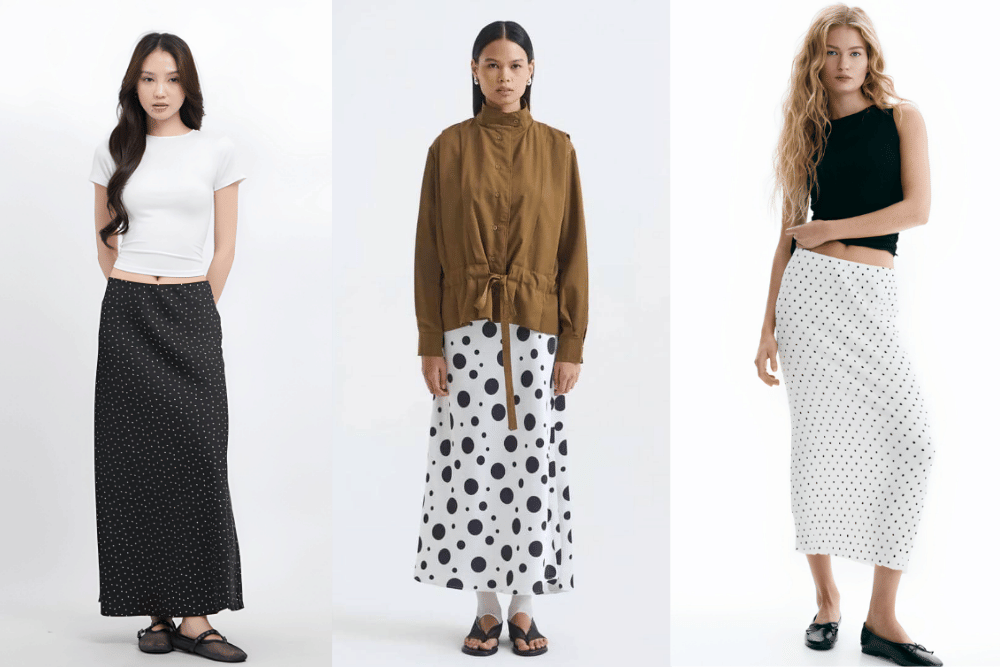 7 Mix and Match Outfit Rok Polkadot, Chic dan Trendy