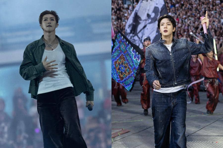 Jin dan RM 'BTS' Tampil Edgy Pakai Gucci di Arirang World Tour Paris