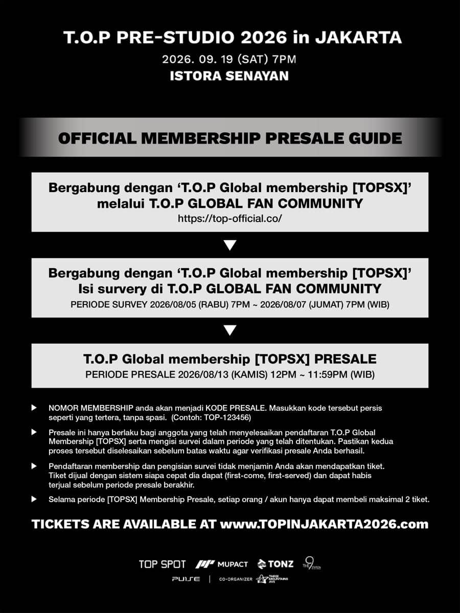 jadwal war fan meeting T.O.P (instagram.com/threemountainsave)