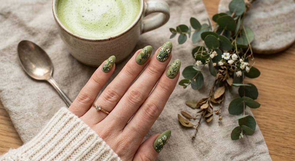 Nail Art Warna Matcha Green