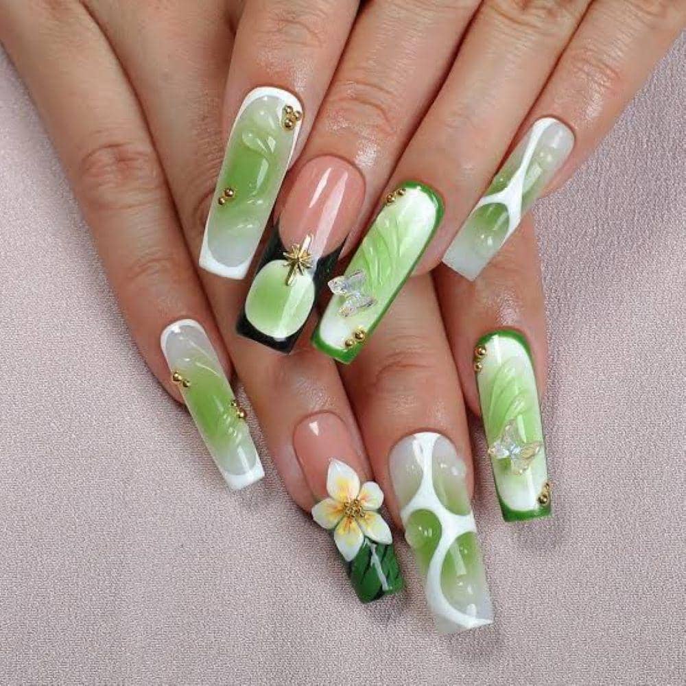 Inspirasi Nail Art Warna Matcha Green