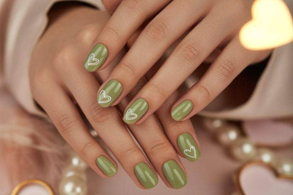 7 Inspirasi Nail Art Warna Matcha Green dengan Kesan Earthy