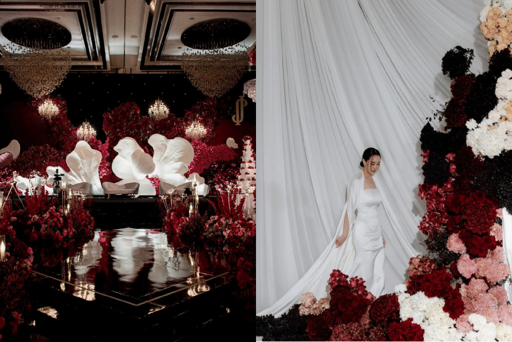 ide dekorasi wedding merah maroon