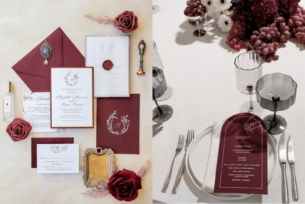 ide dekorasi wedding merah maroon