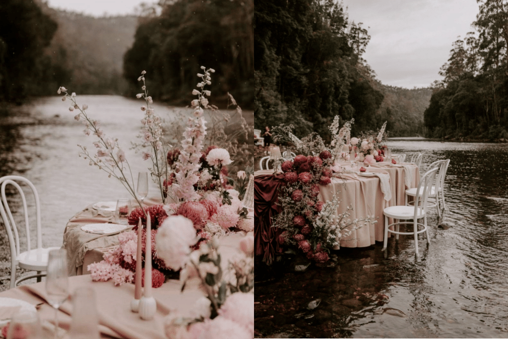 ide dekorasi wedding merah maroon