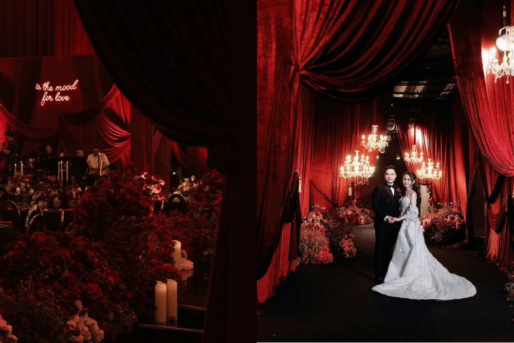 ide dekorasi wedding merah maroon