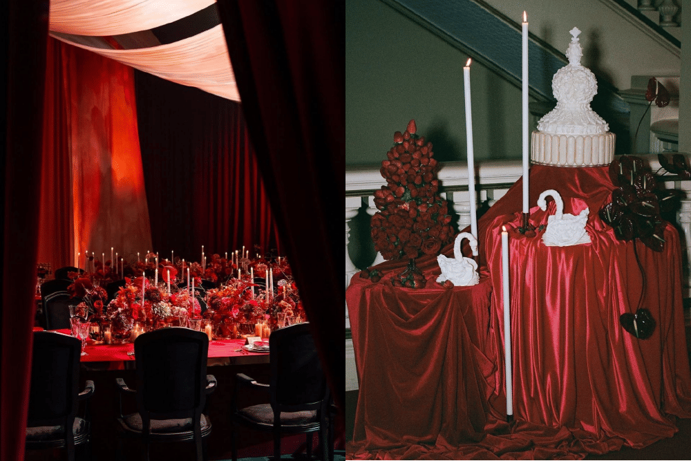 ide dekorasi wedding merah maroon