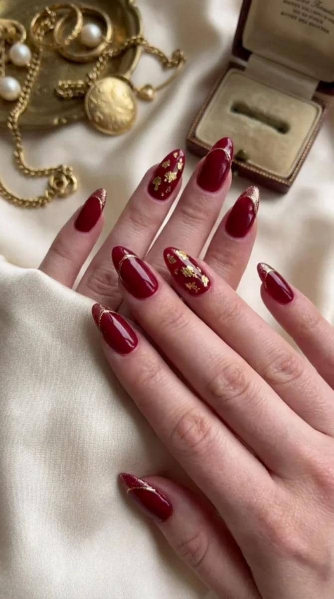 Inspirasi Nail Art Warna Cherry Red