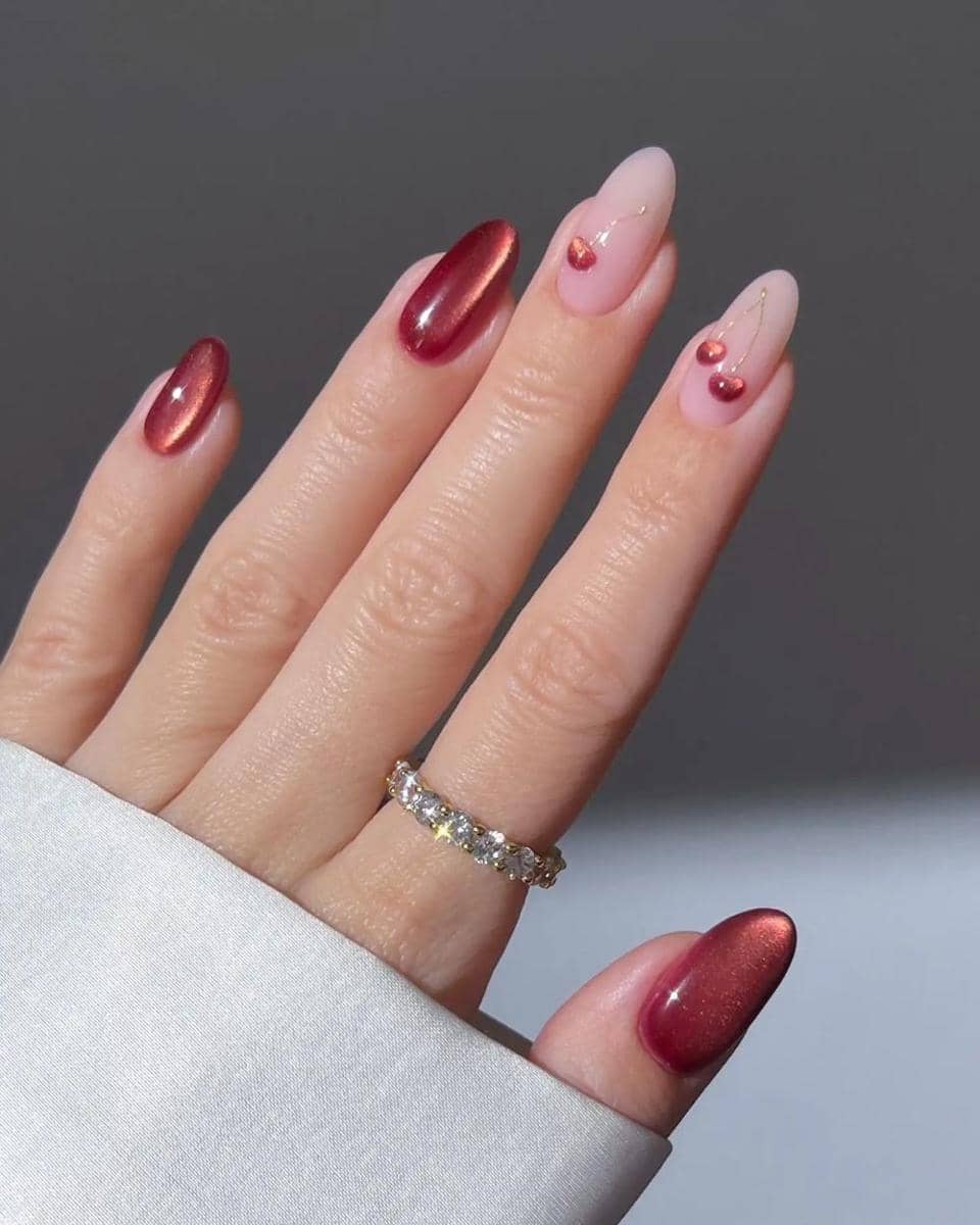 Inspirasi Nail Art Warna Cherry Red