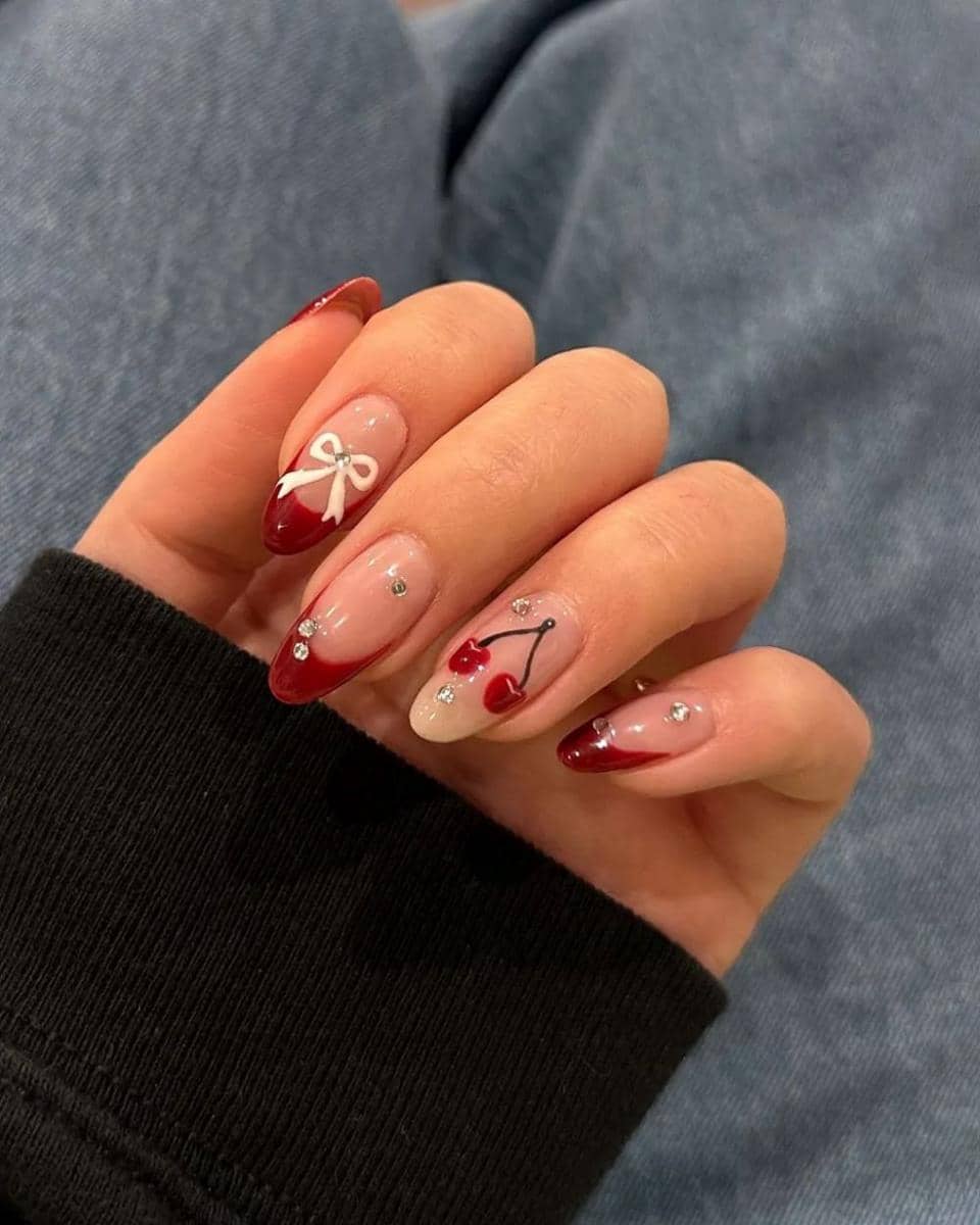 Inspirasi Nail Art Warna Cherry Red