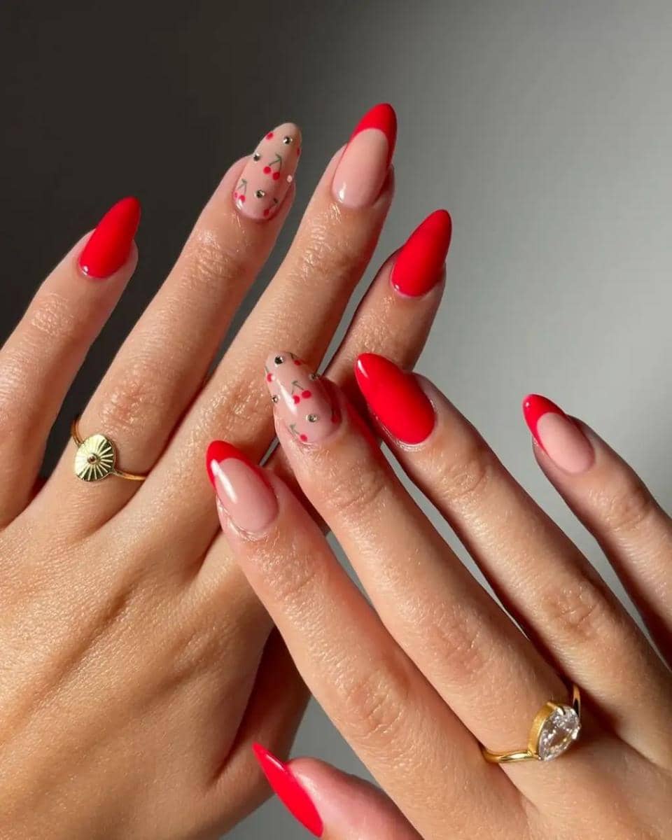 Inspirasi Nail Art Warna Cherry Red