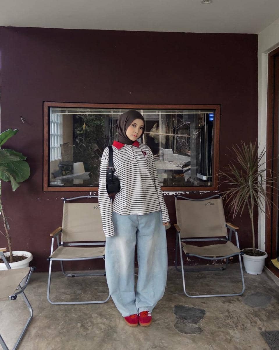 ide OOTD barrel pants wanita