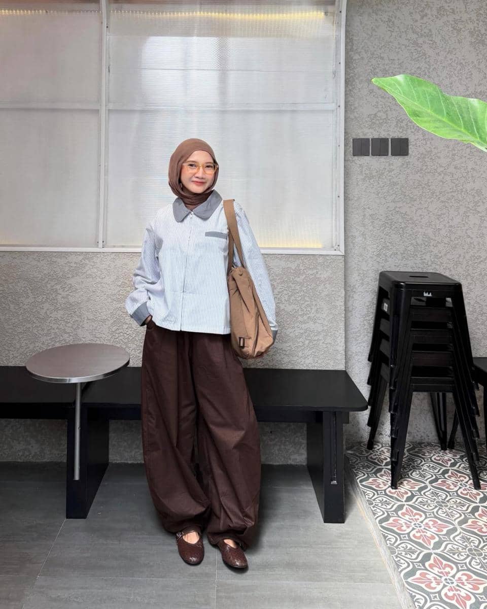 ide OOTD barrel pants wanita