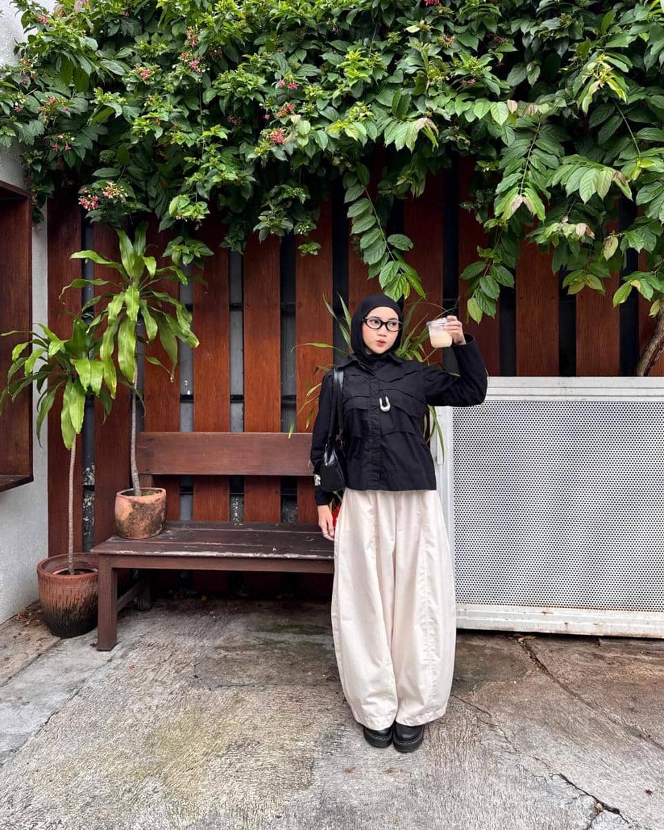 ide OOTD barrel pants wanita