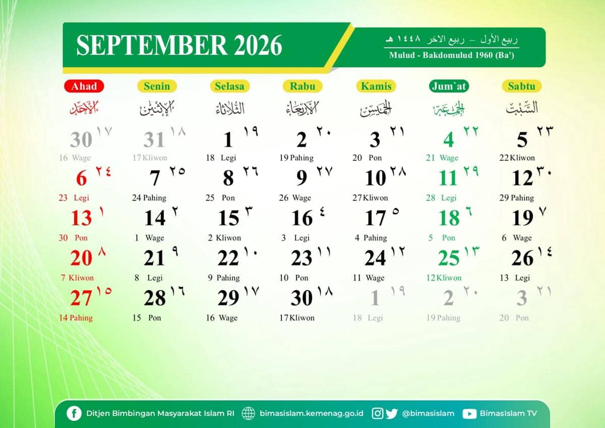 kalender Jawa September 2026