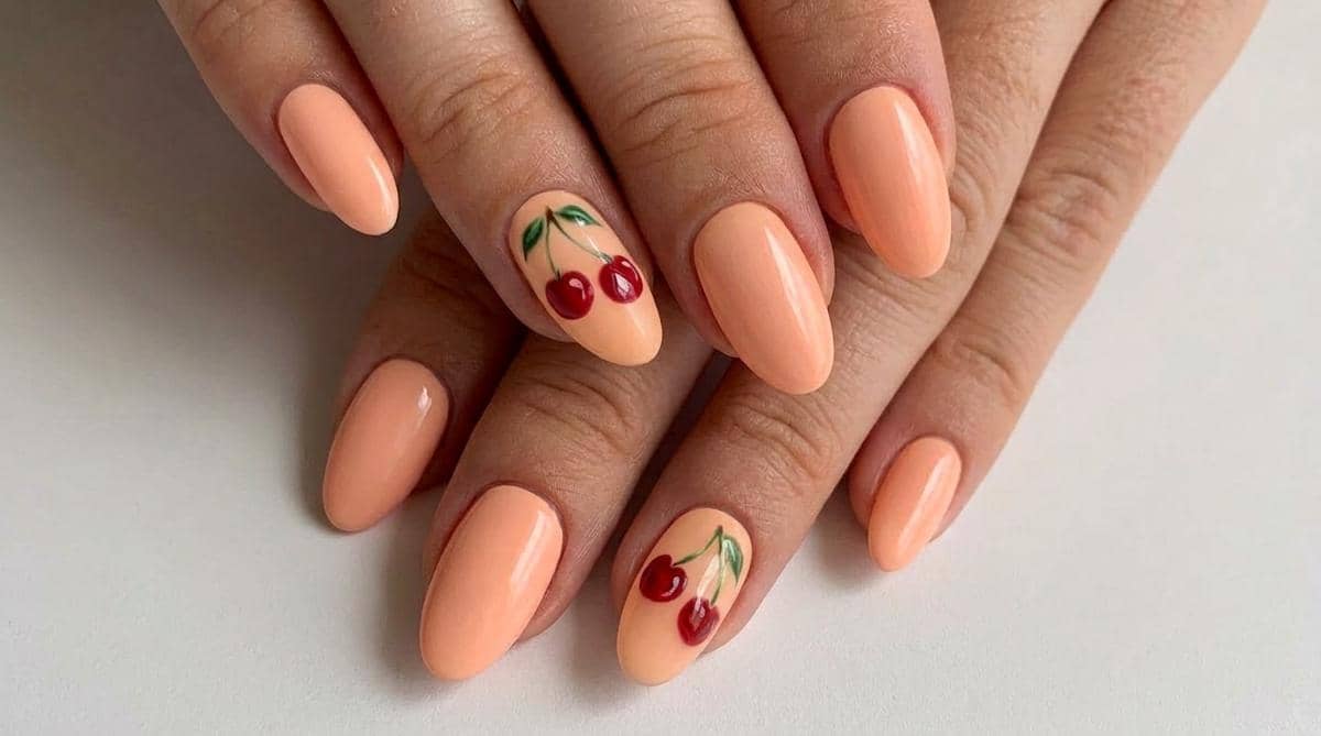 inspirasi nail art warna peach