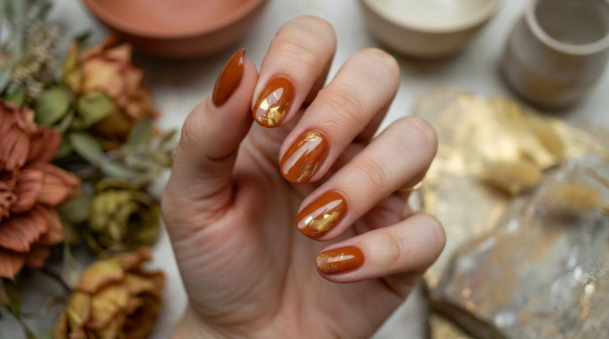 inspirasi nail art warna terracotta