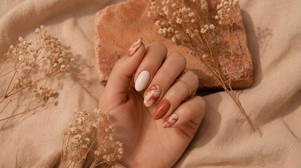 inspirasi nail art warna terracotta