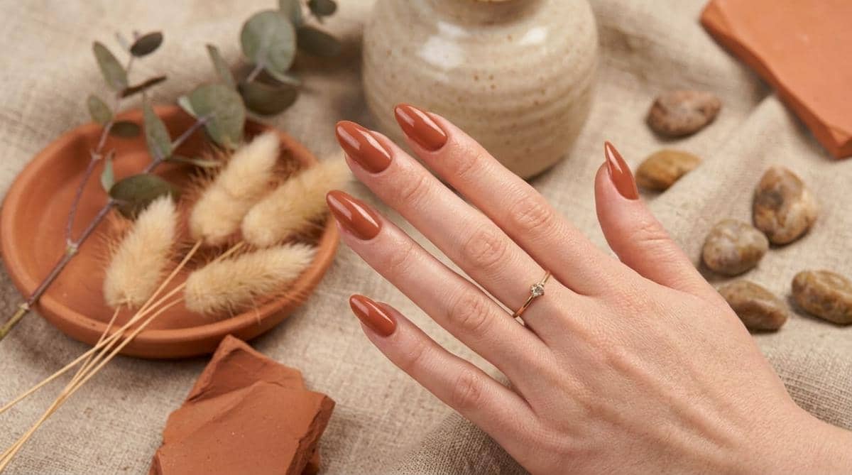 inspirasi nail art warna terracotta
